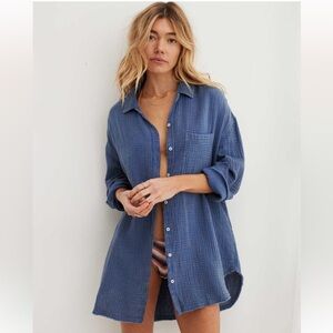 Aerie Gauzy Cover Up Shirt